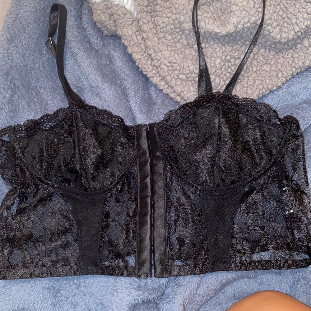 Black lingerie bralette
